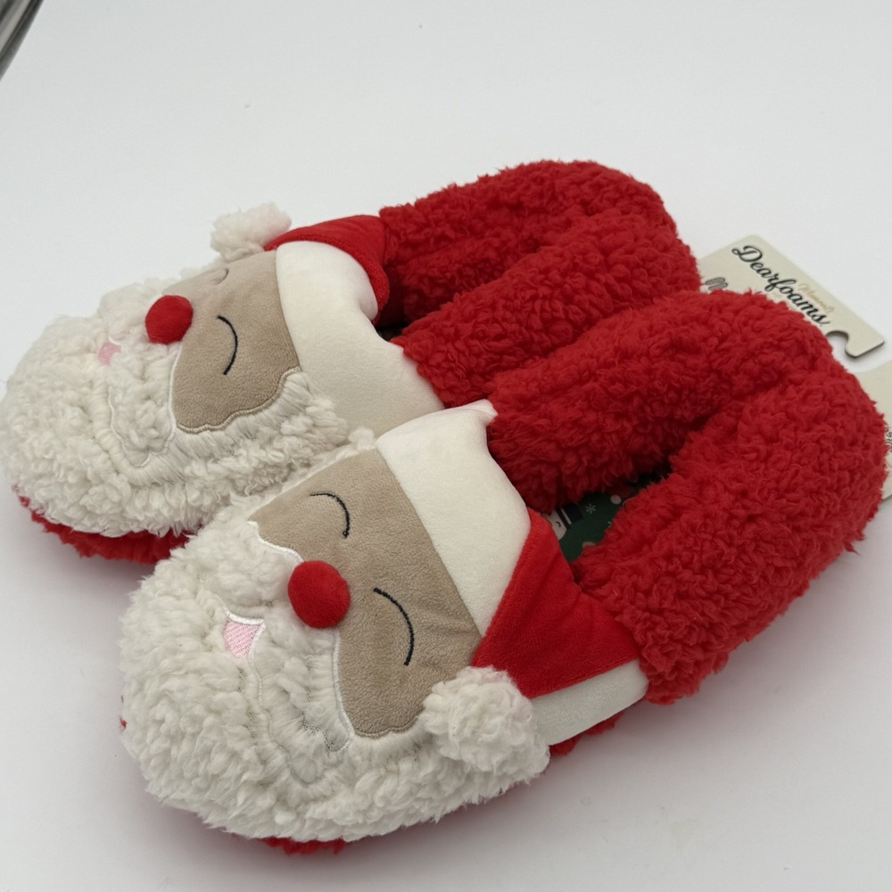 Dearfoams Men's 11-12 Women's 13-14 Santa Closed Back House Slipper Memory Foam